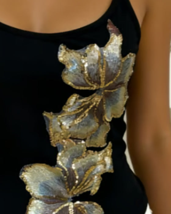 Cami Top Spagettiband Stor Blommig Tryck