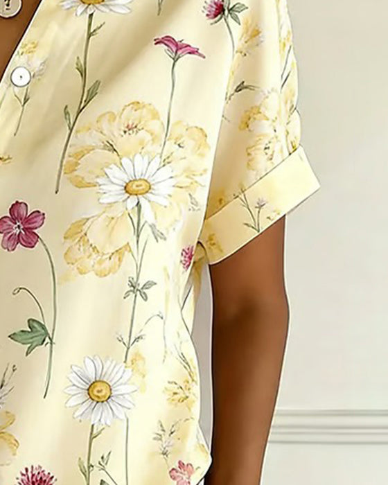 Skjorta Färsk Blommigt Tryck