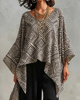 Blus Diamant Mönster Oregelbunden Casual