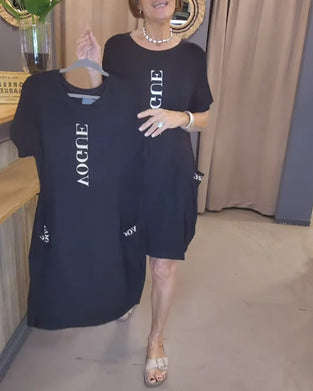 Klänning Casual Kortärmad Lös Bokstavstryck