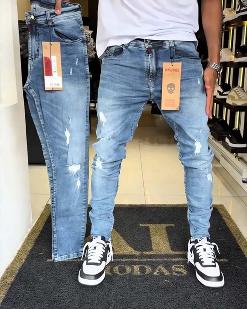 Jeans Nedslitna Slim-Fit Avsmalnande
