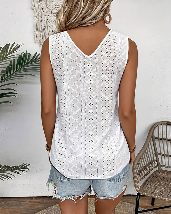 Linne V-Ringning Enfärgad Utskärning Casual