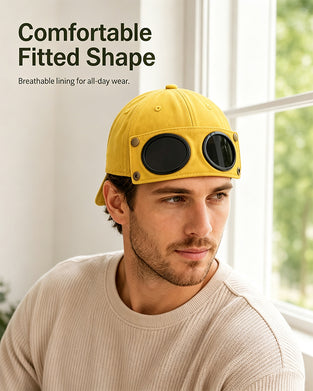 Pilotbaseballkeps Med Avtagbara Goggles – Skapad För Gatustil Och Vardagslooks