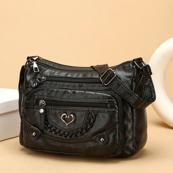 Damernas Mjuka PU Läder Multi-Ficka Crossbody Väska