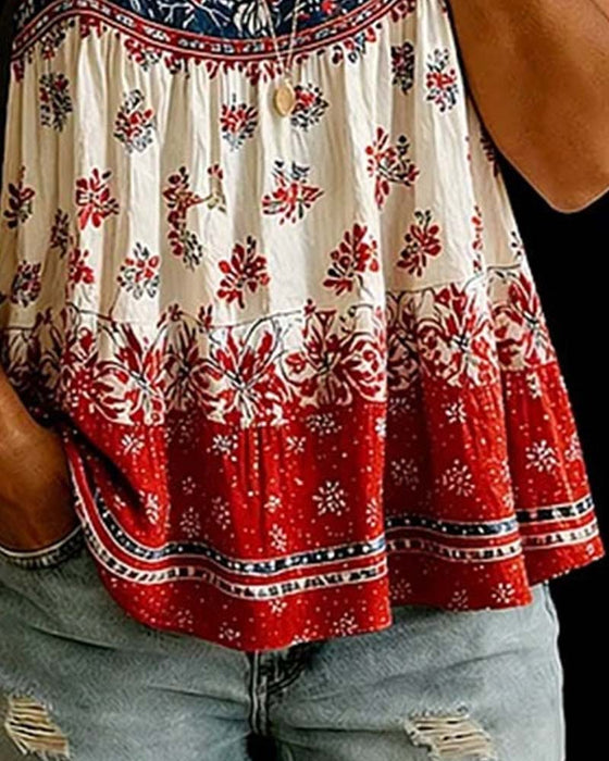 Tank Top Ärmlös Rundhalsad Bohemisk