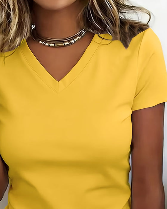 T-Shirt V-Hals Enkel Solid