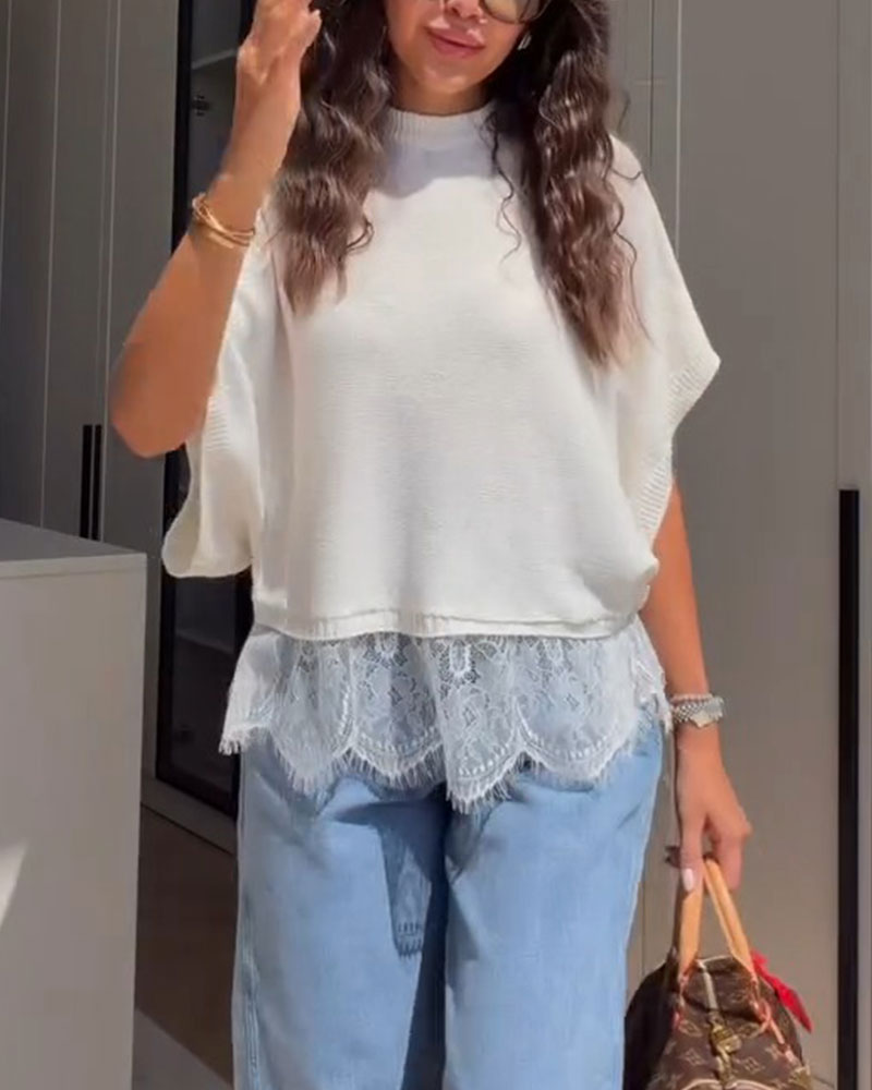 Pullover Rundhalsad Casual Solid