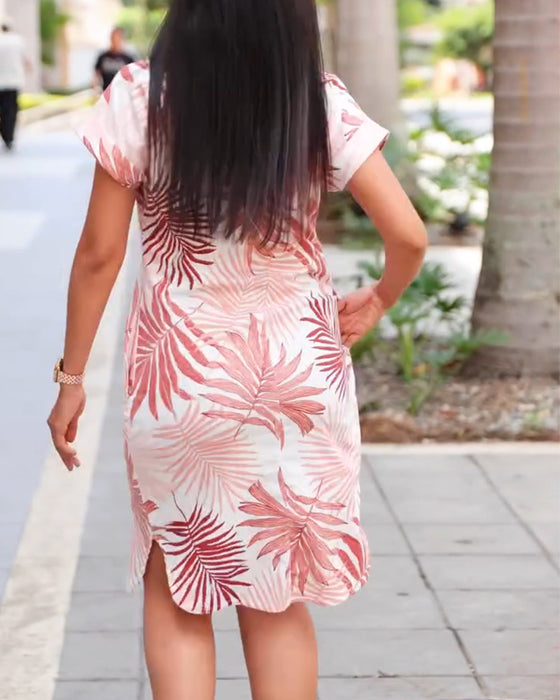 Klänning Krageblad Kortärmad Skjorta