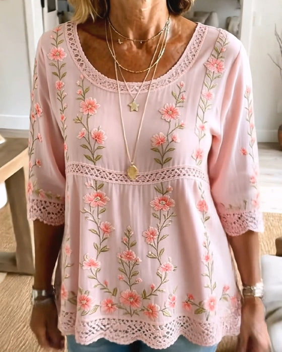 Blus Blommig Spets Babydoll