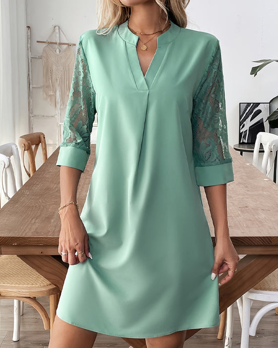 Elegant Kortärmad Spetsklänning