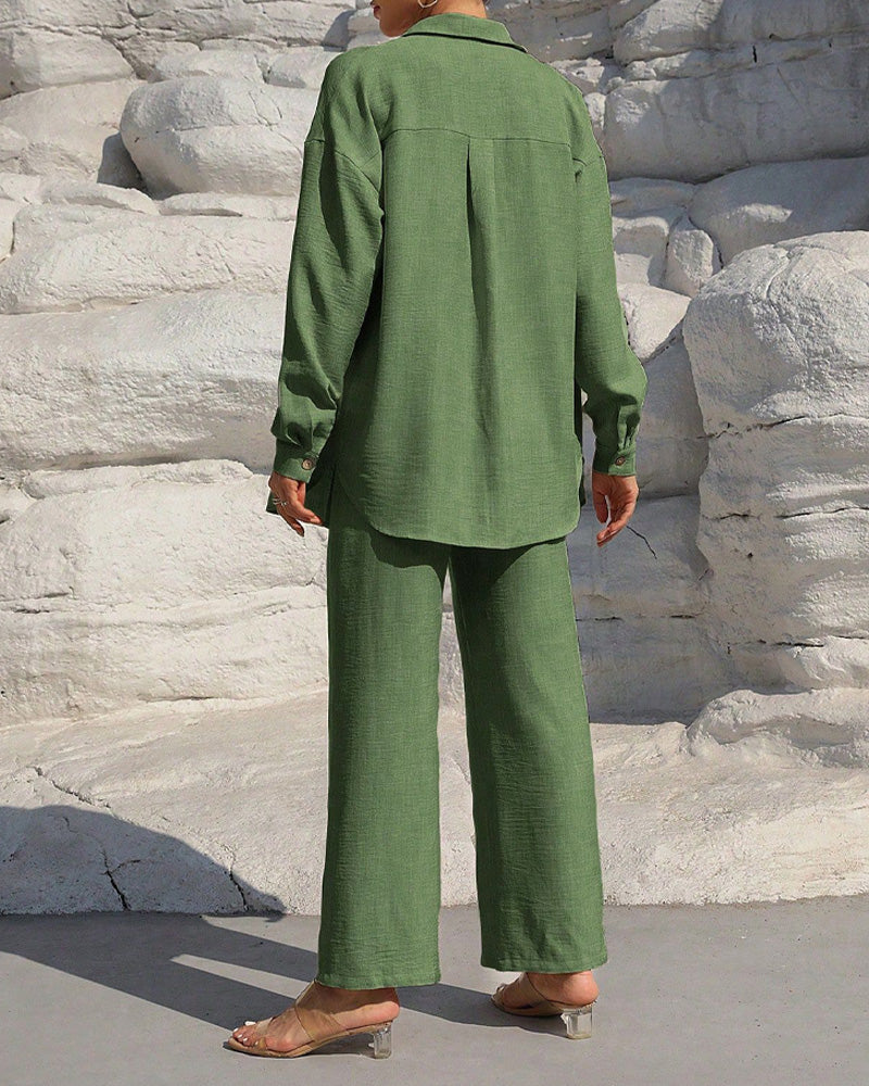 Set Lång Ärm Casual Solid