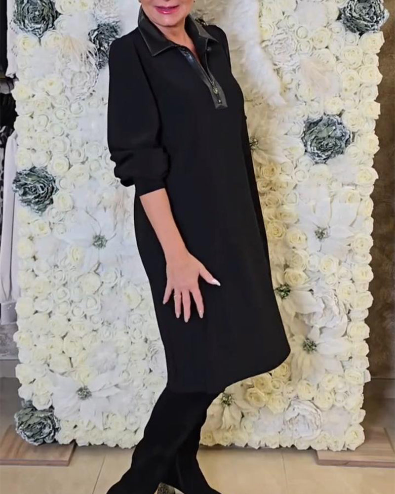 Modeklänning Med Halv Dragkedja Och Krage