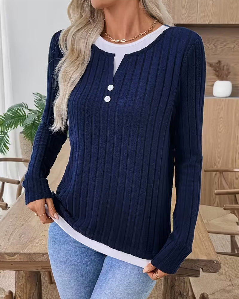 Topp Falsk Tvådelad Ribbad Brushed