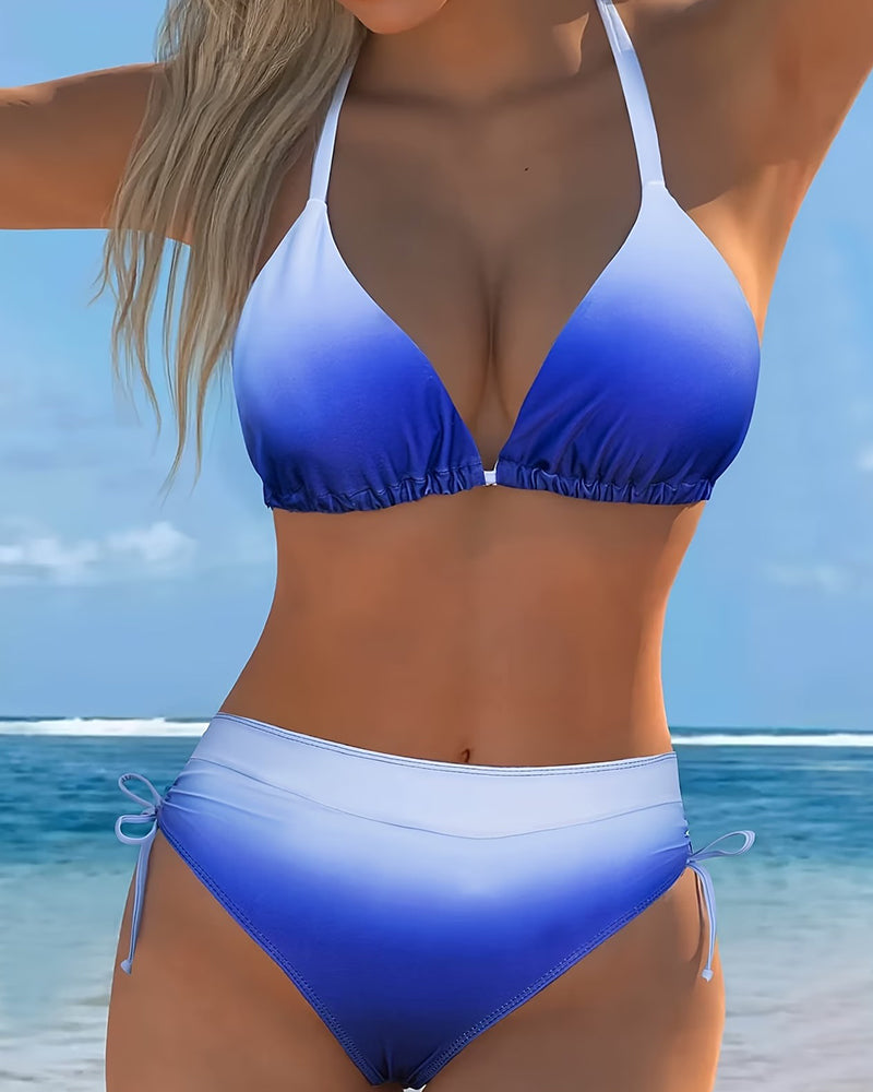 Bikini Halterneck Snörning Gradient