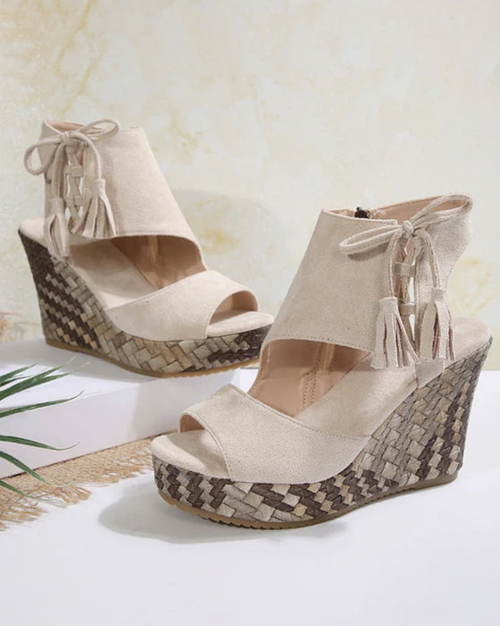 👡Sandaler Dam Öppen Tå Plattform Wedge Tofs