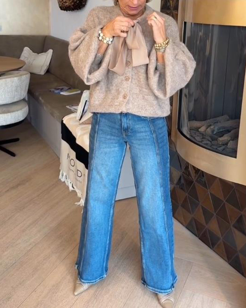 Cardigan Kappa Med Elegant Stil, Lantärnsleeve Design