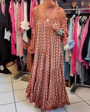 Bohemisk Stil Hängsel Lös Klänning