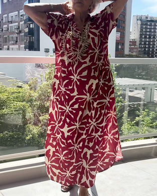 Klänning Stilig Kortärmad Tryckt