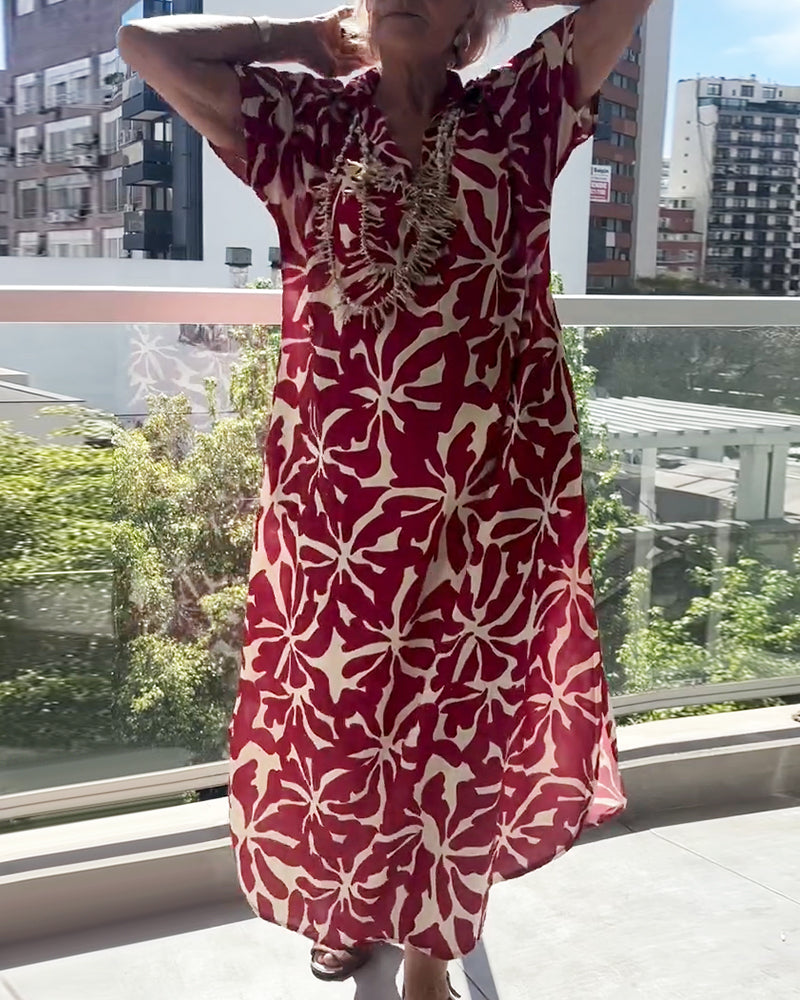 Klänning Stilig Kortärmad Tryckt