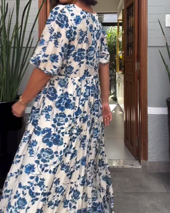 Klänning Kortärmad Blommig Tryck