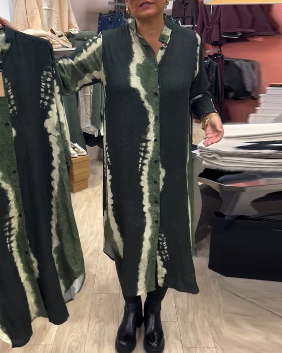 Ståkrage skjortklänning med tryckknappar