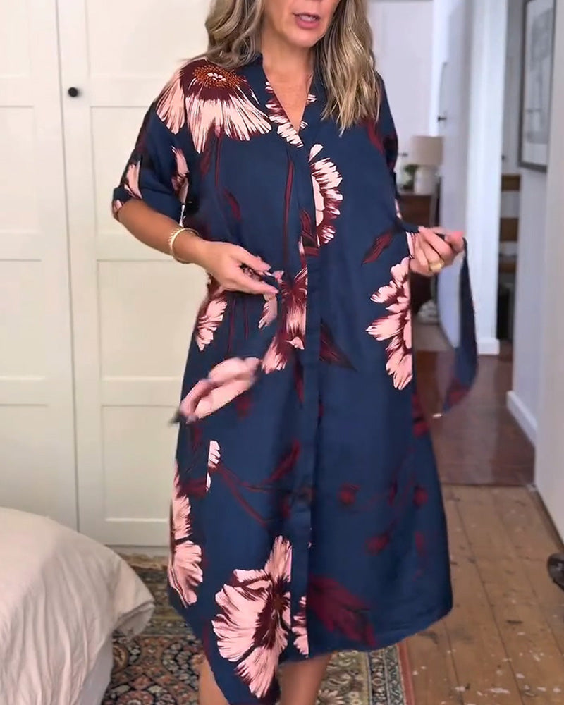 Klänning Blommönstrad Skjorta