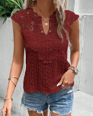 Blus Spets V-ringning Slim Fit