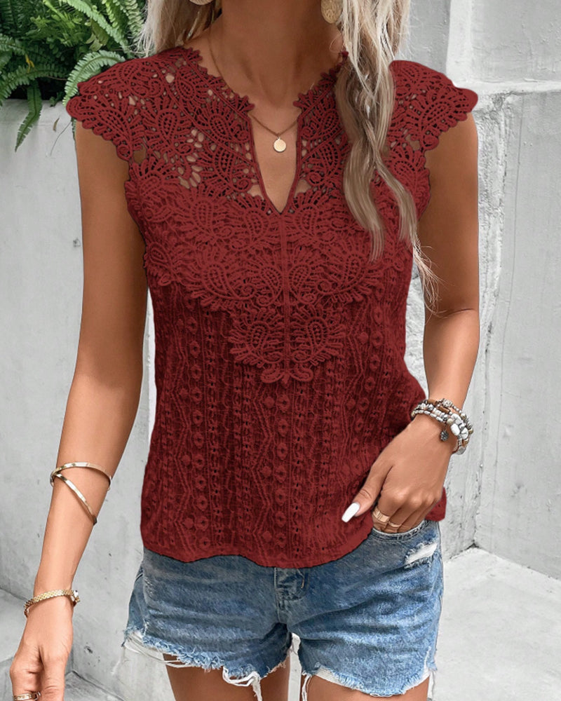 Blus Spets V-ringning Slim Fit