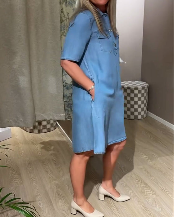 Klänning Denim Camp Krage Knapp-Fram Skjorta