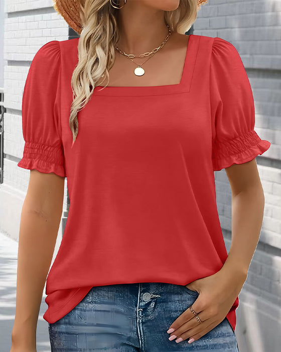 T-Shirt Enfärgad Puffärmar