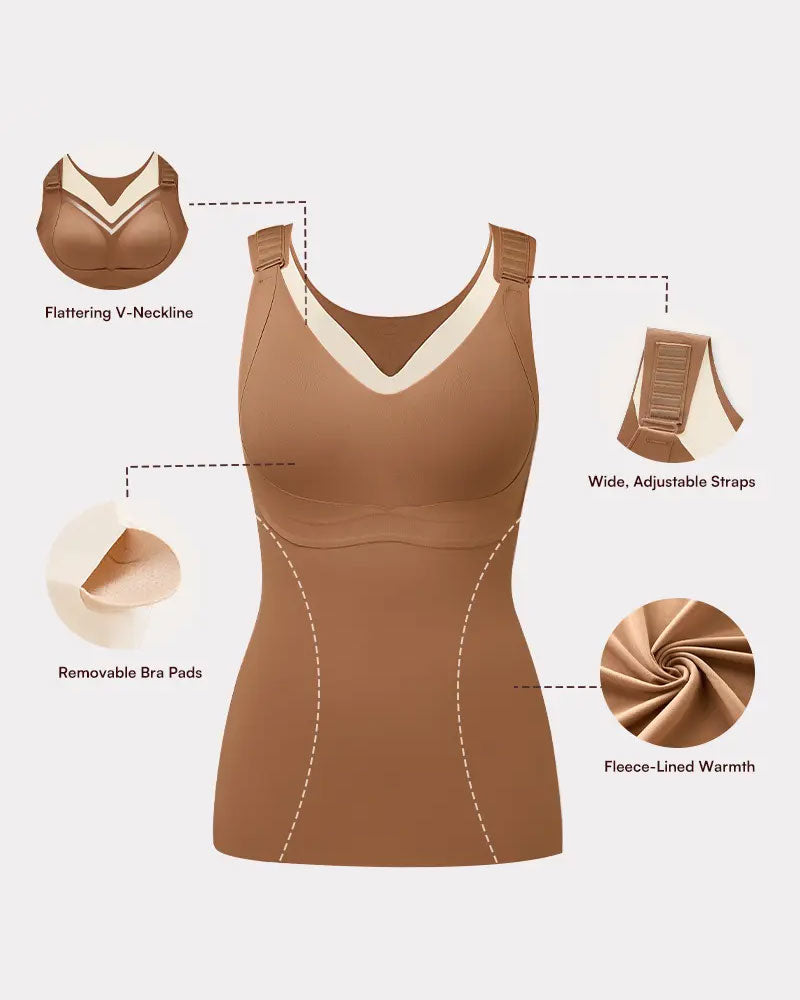 Linne Dam 3-I-1 Lätt Åtsittande Mjuk Termisk Shapewear Inbyggd Bh