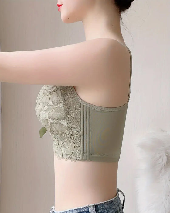 BH Elegant Fullt Täckande Rosett Kontrast Spets Push Up