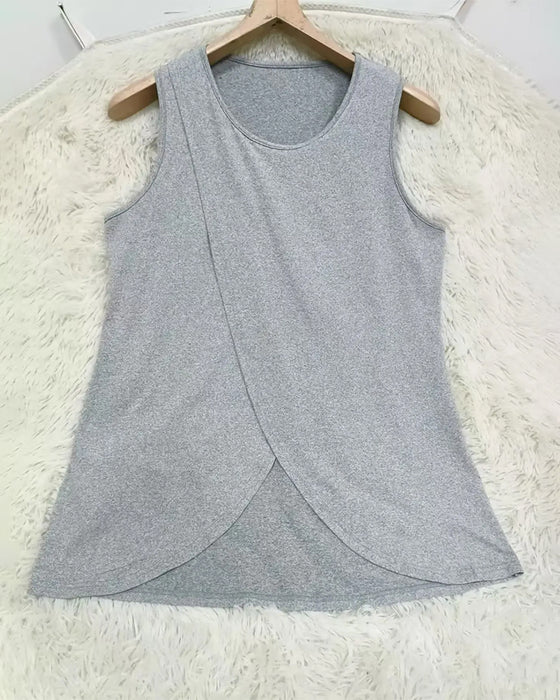T-Shirt Solid Kors Fåll Ärmlös