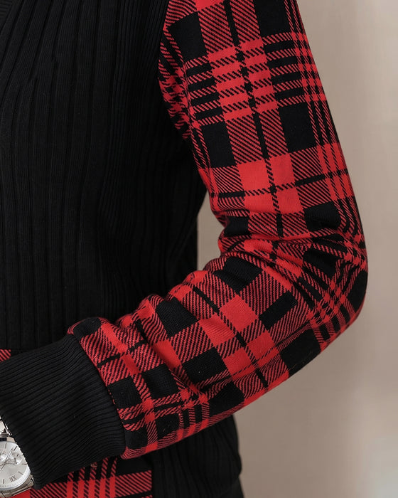 Hoodie Rutig Lapptäcke Långärmad