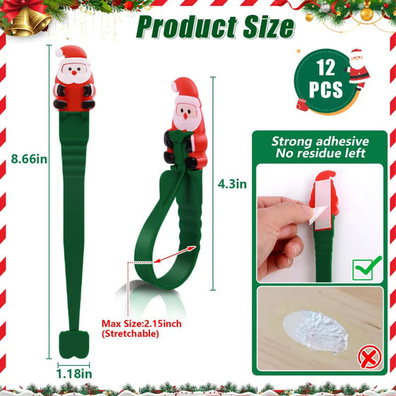 🎄🎅 Jultomte Självhäftande Krokar (12-Pack) — inga borrar, inga spikar, bara skala, fäst och häng