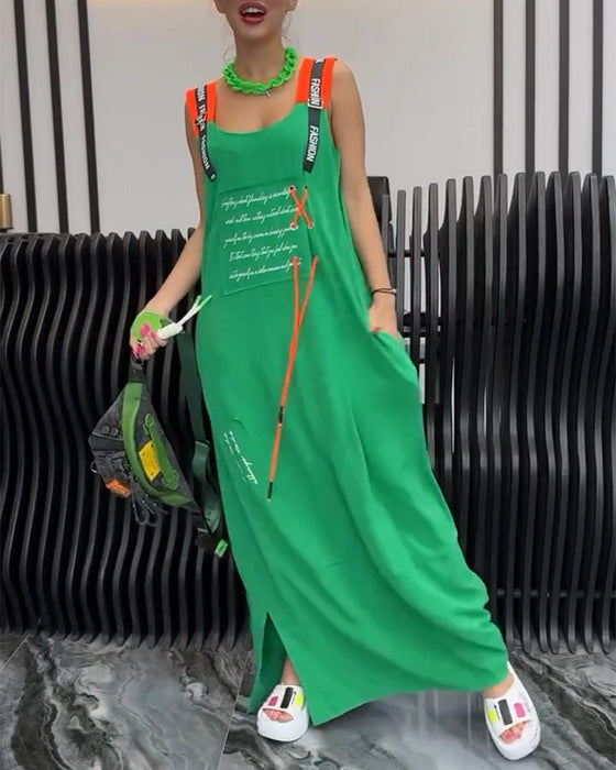 Klänning Ärmlös Personlig Bokstavstryck