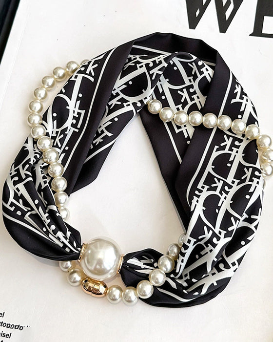 Halsband Lång Pärlprydd Silke