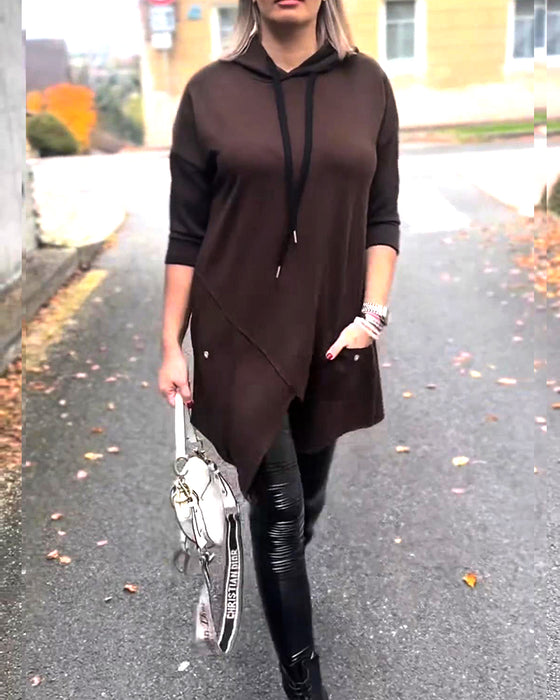 Huva Med Huva Vardaglig Slits Lång Ärm