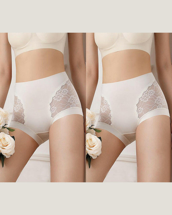 Dam Hög Midja Spets Sömlöst Stretch Sidenmjukt Underkläder