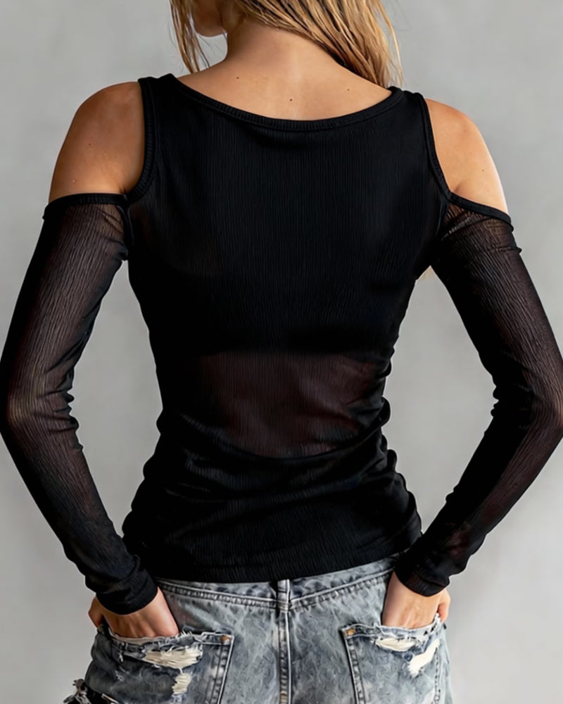 Blus Kors Och Tvärs V-Hals Off-Shoulder