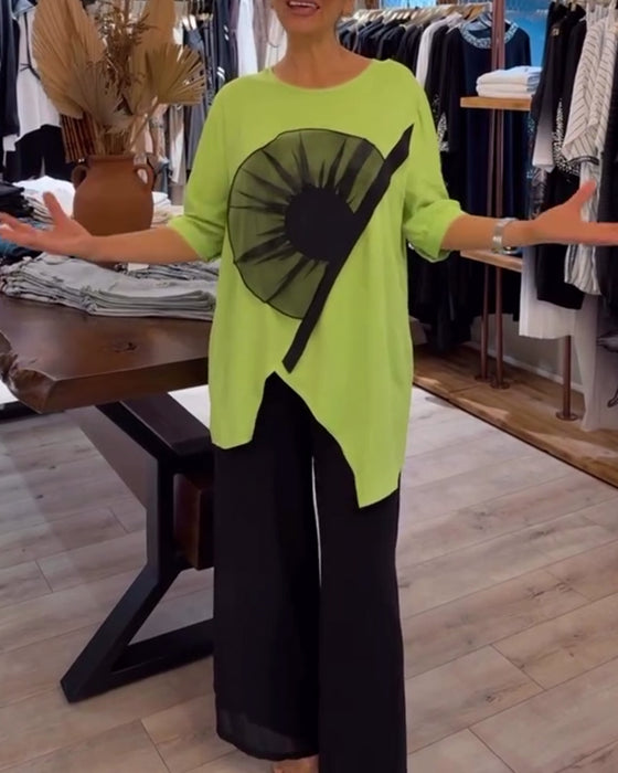 T-Shirt Blommigt Tryck Kortärmad Avslappnad