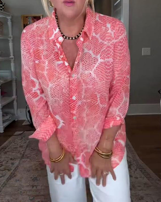 Blus Med Knappad Och Texturerad Egenskaper