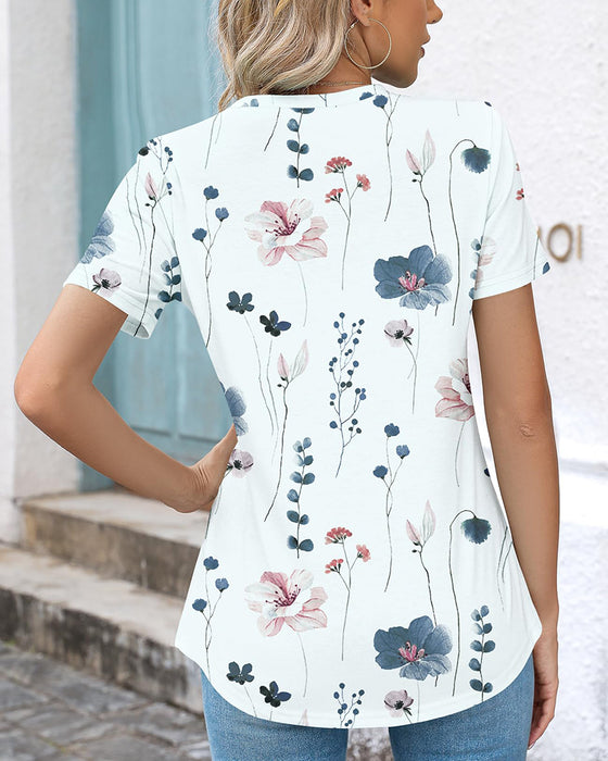 T-Shirt Rund Hals Allmatch Tryckt