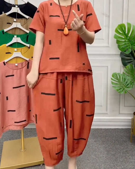 Tvådelad Set Geometrisk Tryck Avslappnad