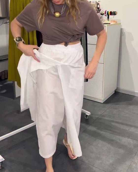 Byxor Casual Förkläde Stil Ankellång