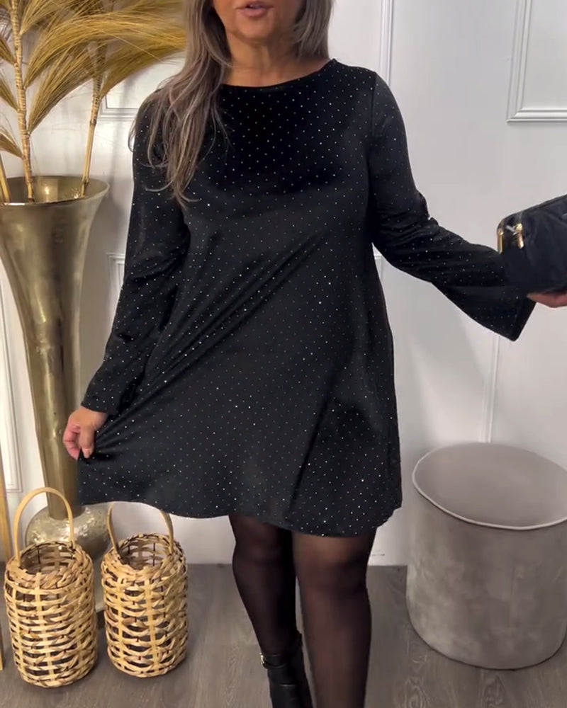 Klänning Rund Hals Strasstenar