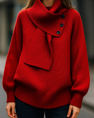 Tröja Halsdukskrage Mode Enfärgad