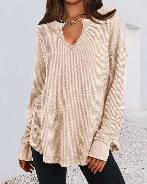 Topp Våffla Henley Lång Ärm