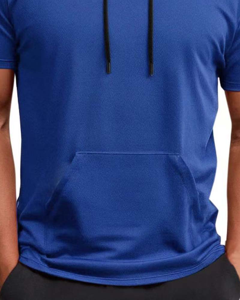 T-Shirt Hoodie Snabbtorka Kort Ärm