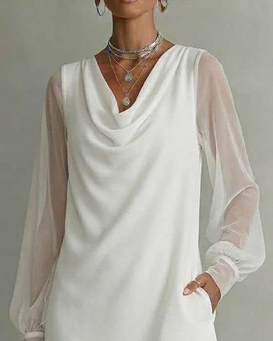Klänning Andningsbar Ärm Cowlneck